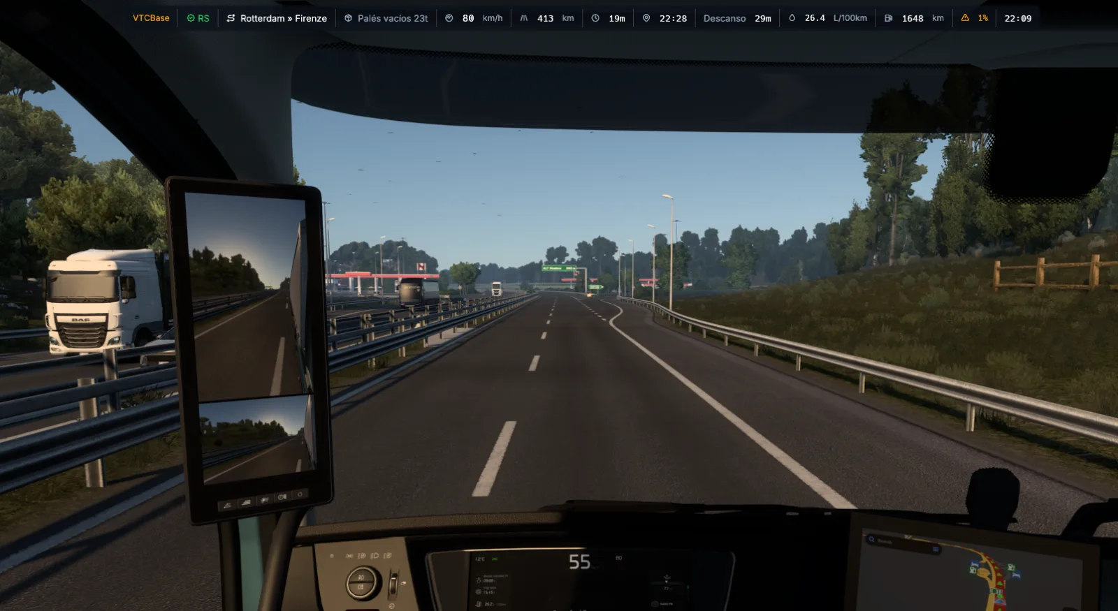 Overlay de telemetría VTCBase en ETS2